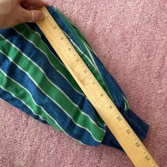VINTAGE Gymboree Blue & Green Striped Denim Hockey Overalls - Picture 10 of 10